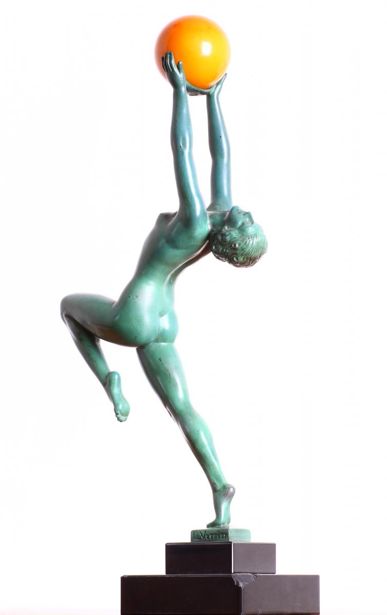 Sculpture modèle Jeu Signée Le Verrier Art Deco 1930-photo-1