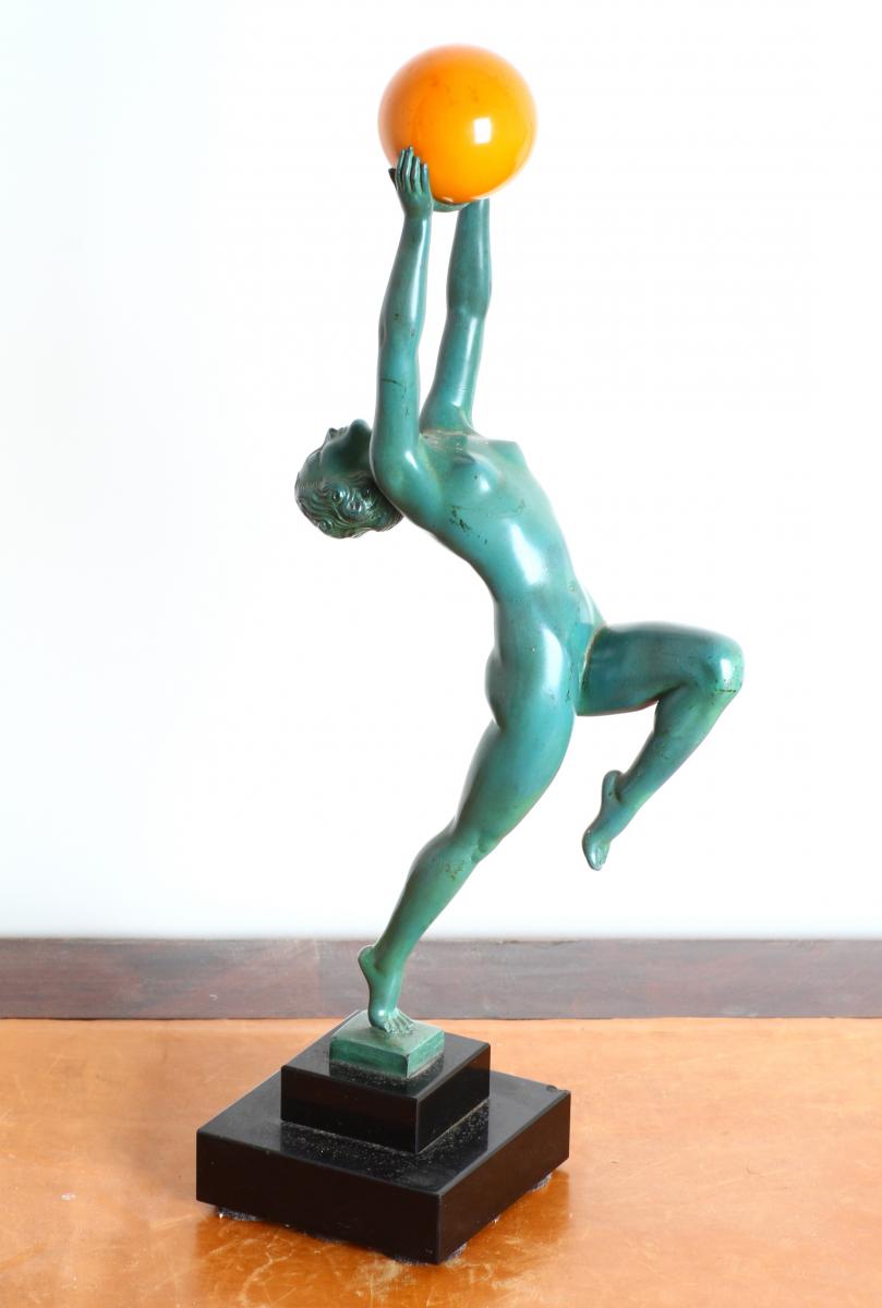Sculpture modèle Jeu Signée Le Verrier Art Deco 1930-photo-3