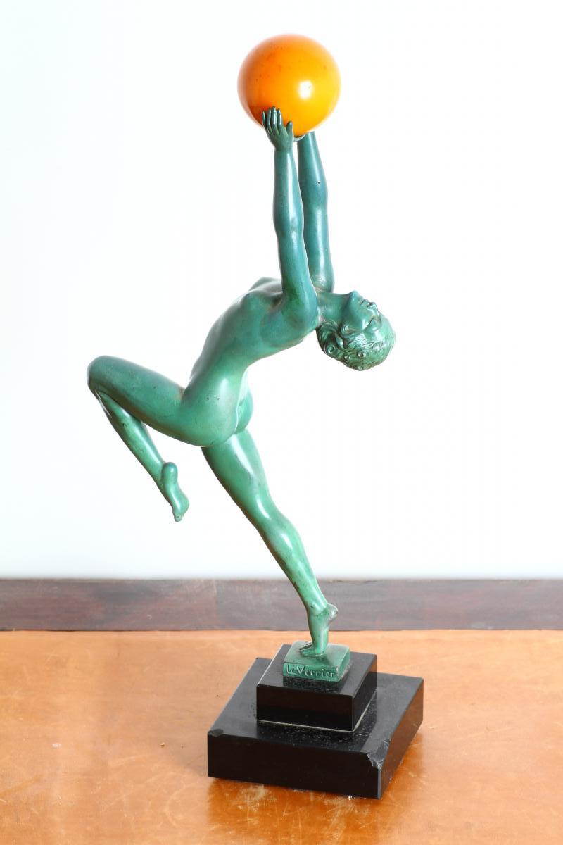 Sculpture modèle Jeu Signée Le Verrier Art Deco 1930-photo-4