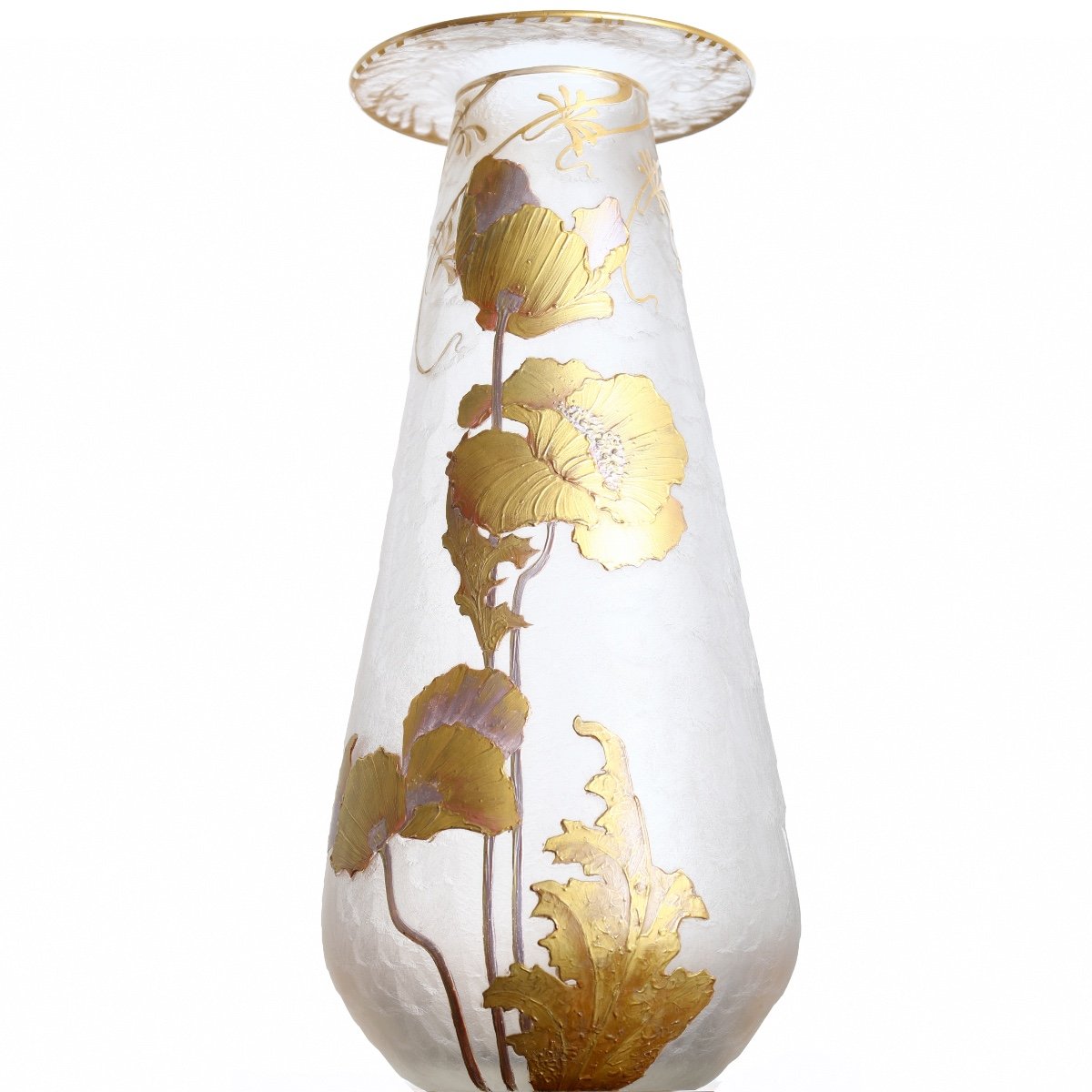 Haut Vase Vase Legras Cie And Montjoye Saint-denis Golden Poppies 1900 - Art Nouveau