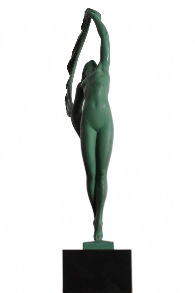 Sculpture Max Le Verrier Zephyr Model Signed Guerbe Art Deco 1930-photo-2