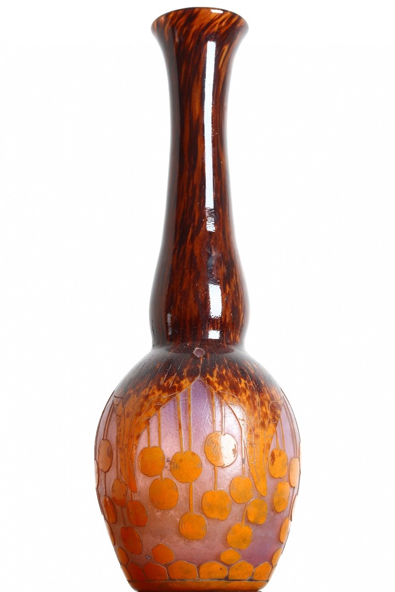 Important Vase Aux Cerises Le Verre Français Charles Schneider Circa 1918-1921 -photo-4