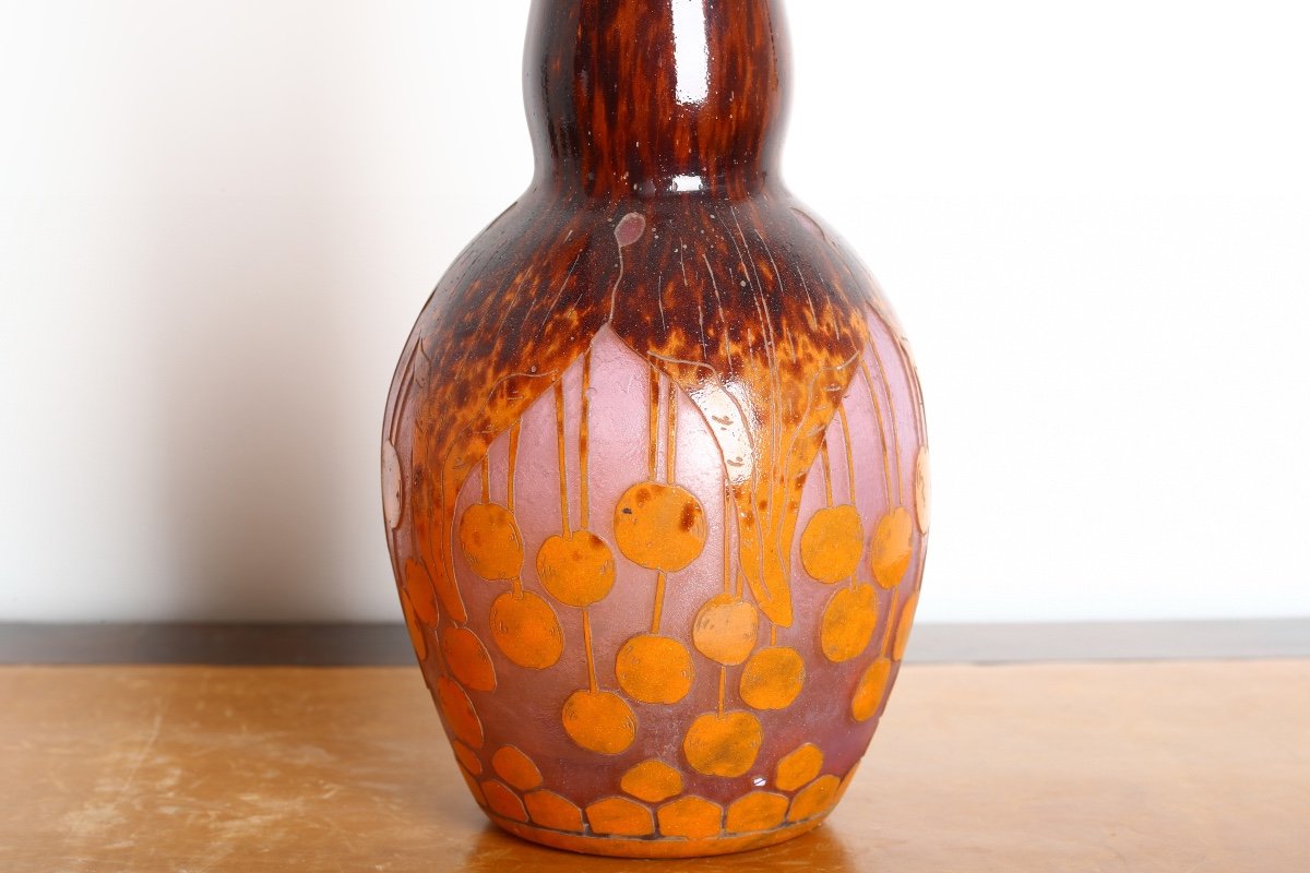 Important Vase Aux Cerises Le Verre Français Charles Schneider Circa 1918-1921 -photo-4