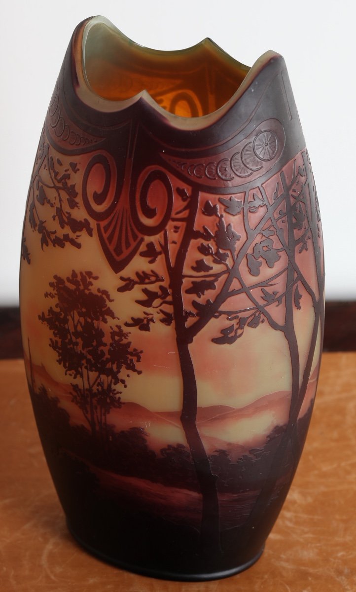 Important Polylobed Vase Godesberg Ruins Signed d'Argental Paul Nicolas Nancy 1920 Art Nouveau-photo-4