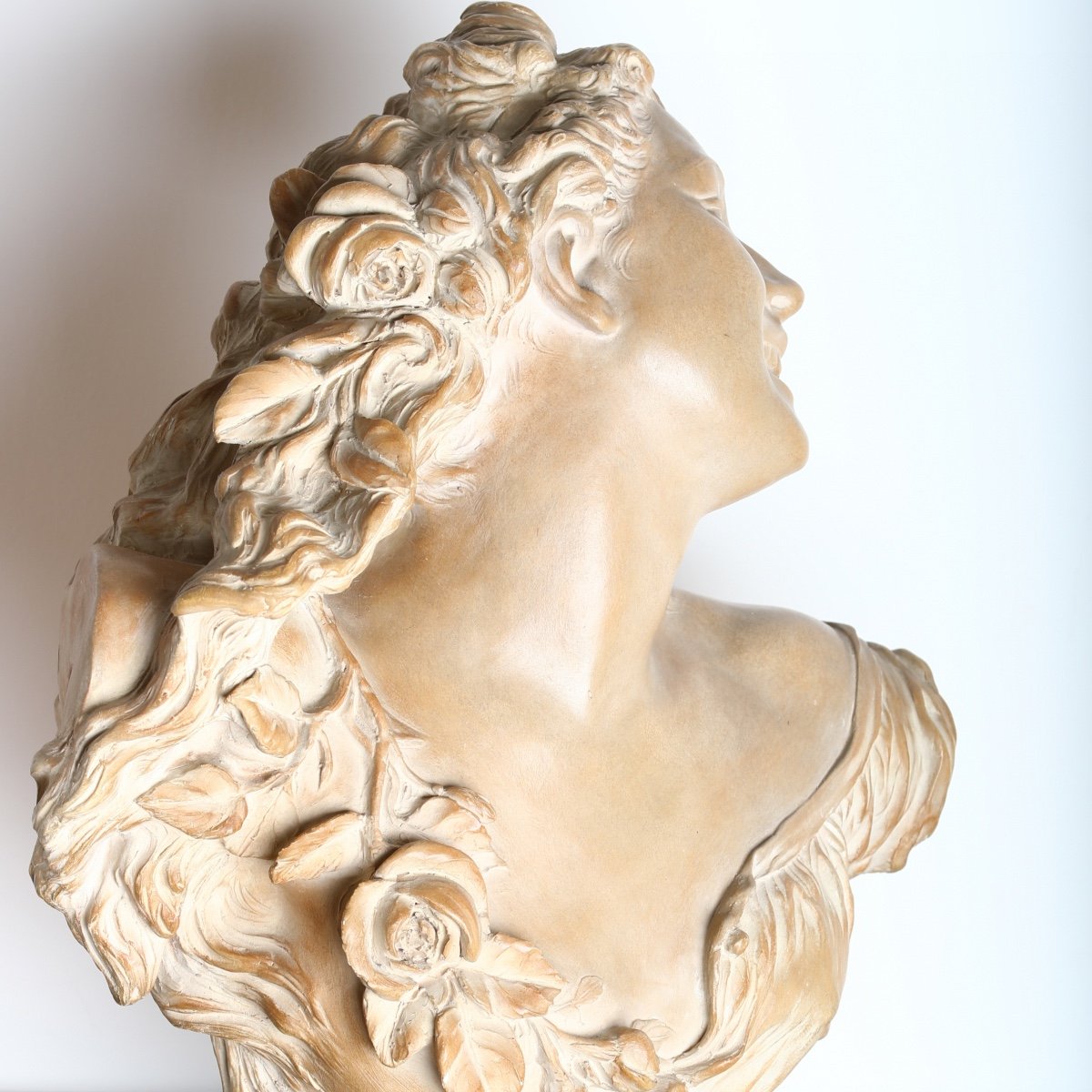 Bust Sculpture La Rieuse Or Bacchante With Roses N°2 Jean-baptiste Carpeaux-photo-6