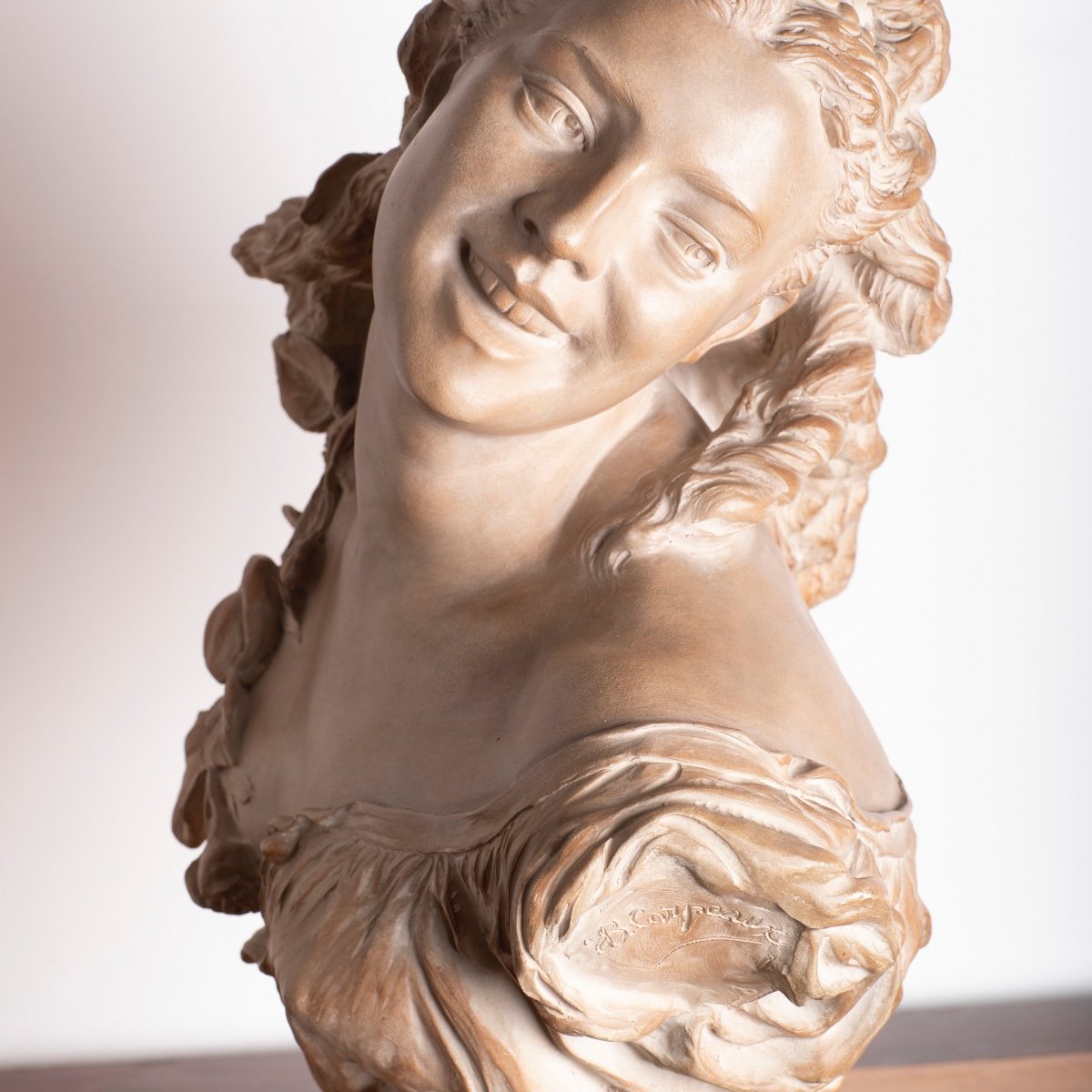 Bust Sculpture La Rieuse Or Bacchante With Roses N°2 Jean-baptiste Carpeaux-photo-7