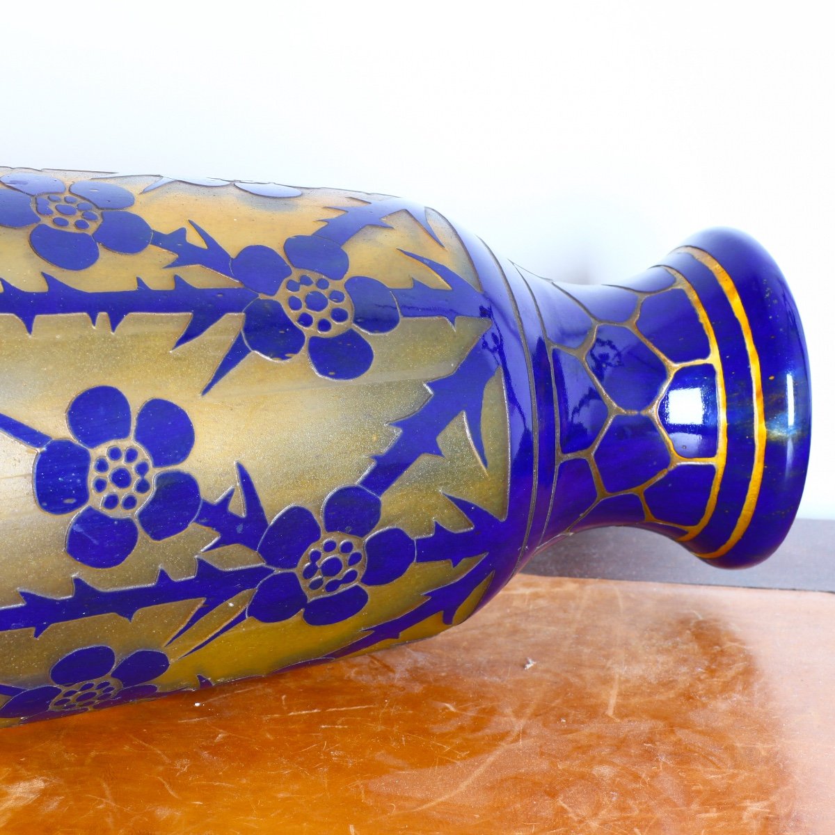Monumental Aubépines Vase French Glass Charles Schneider Circa 1918-1921-photo-6