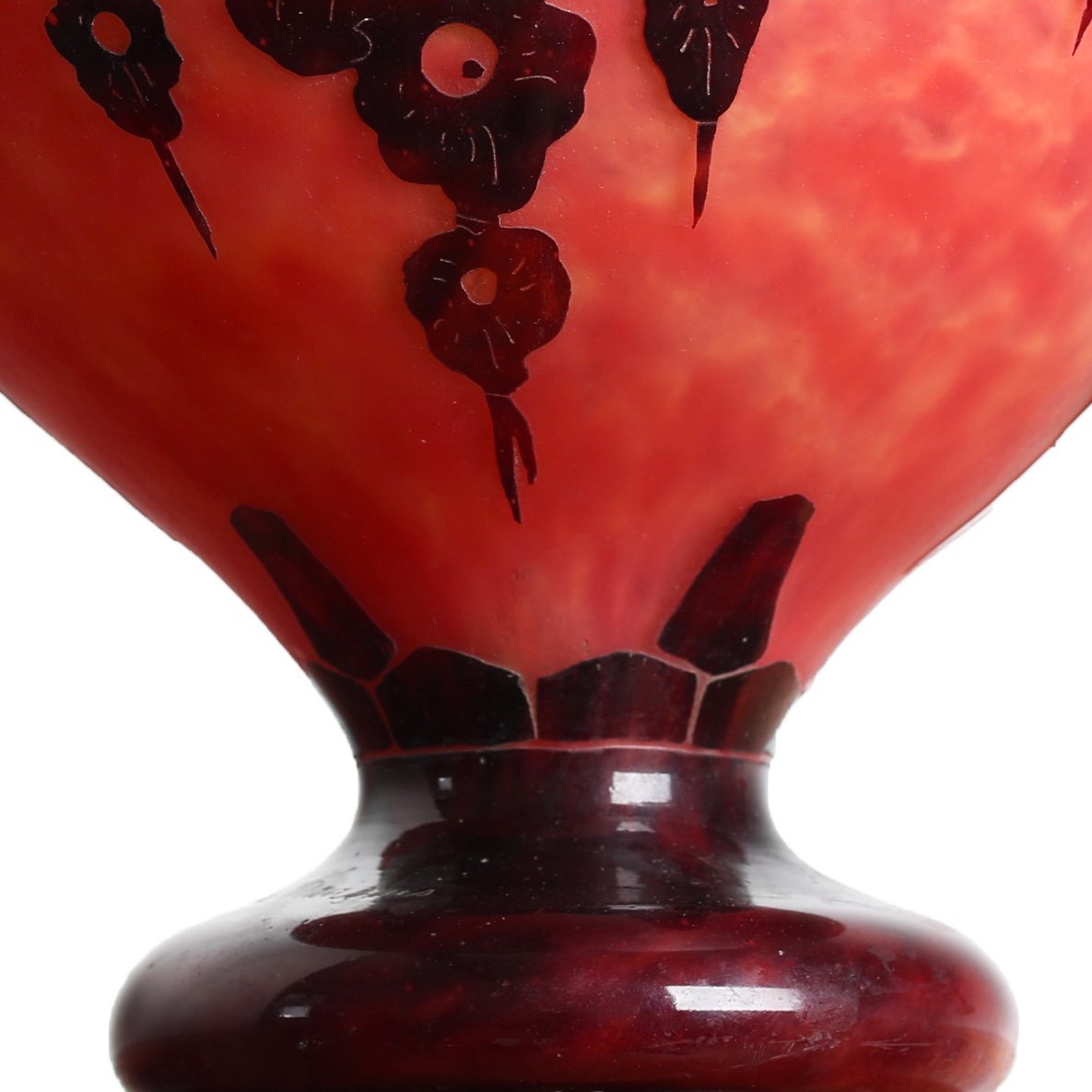 Imposant Vase Au Décor Chêne Le Verre Français Charles Schneider Circa 1922-1925-photo-3