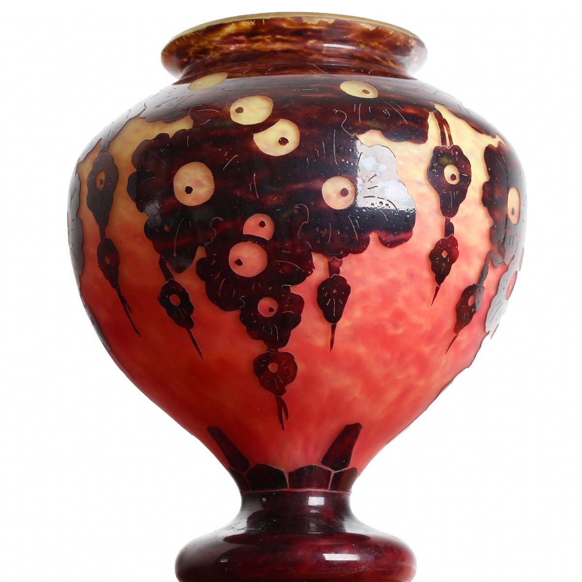 Imposing Vase With Chêne Pattern Le Verre Français Charles Schneider Circa 1922-1925