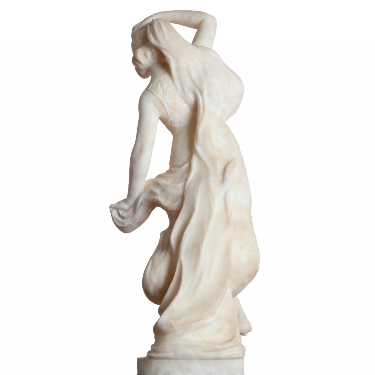 Large Alabaster Sculpture  Dancer With A Veil - Circa 1920-photo-2