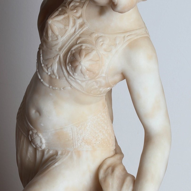 Large Alabaster Sculpture  Dancer With A Veil - Circa 1920-photo-5
