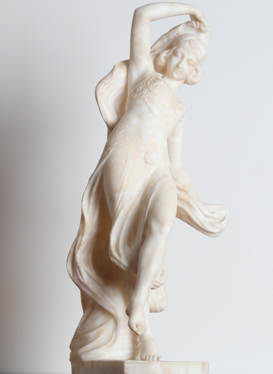Large Alabaster Sculpture  Dancer With A Veil - Circa 1920-photo-8