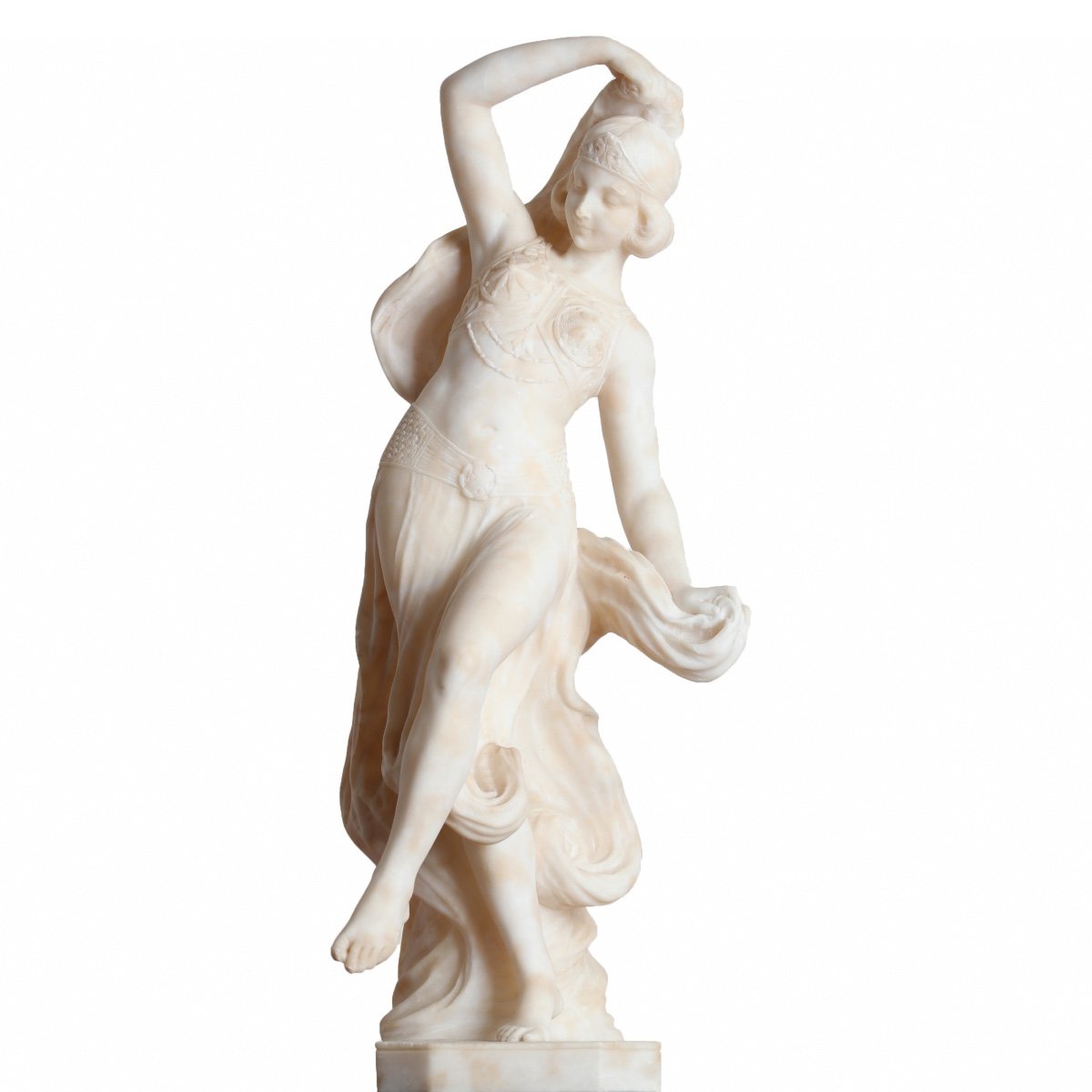 Large Alabaster Sculpture  Dancer With A Veil - Circa 1920