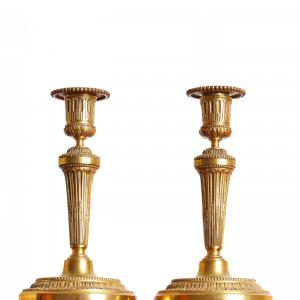 Pair Of Candlesticks In Chiseled And Gilded Bronze XIXth