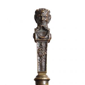 Sceau à Cacheter , Tampon à Cire Satyre En Bronze Ciselé, XIXe Néo-renaissance