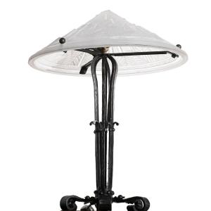 Mushroom Lamp In Glass And Wrought Iron By Muller Frères Lunéville - Art Deco 1925