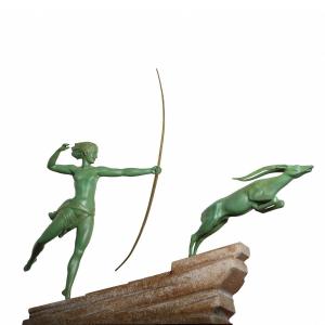 Spectaculaire Sculpture Atalante Diane Chasseresse Max Le Verrier De Marco, 1 m - 1925 Art Deco