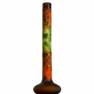 Important Oak And Acorn Vase By Emile Gallé Circa 1904 Art Nouveau Era Daum, Muller - 76 Cm 