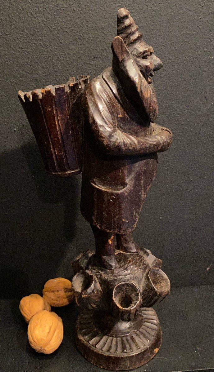 Statuette, Man Or Goat In Wood-photo-2