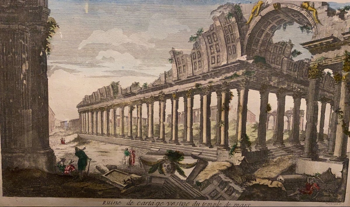 Gravure, Vue Perspective Des Ruines De Cartage .-photo-4