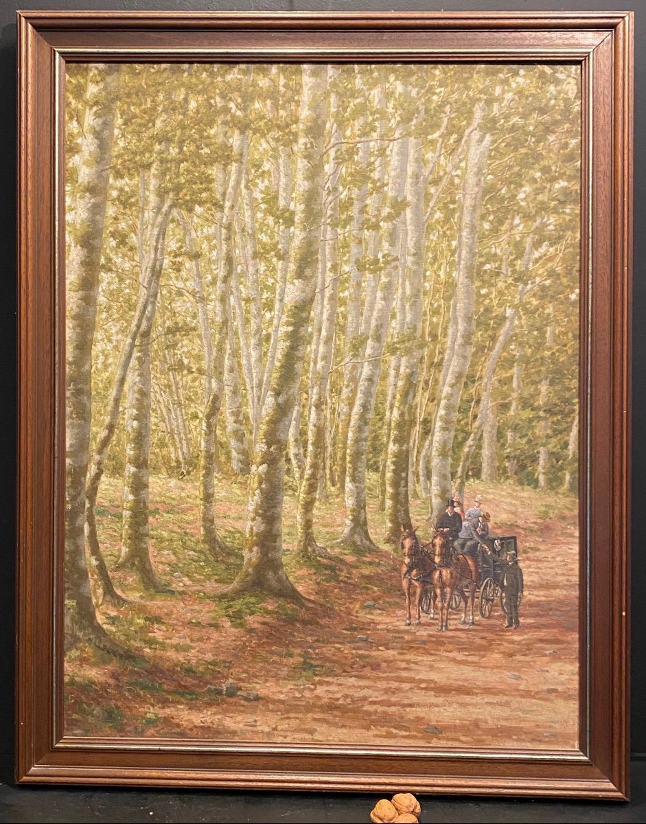 Painting, Painting Of A Stagecoach In The Forest.