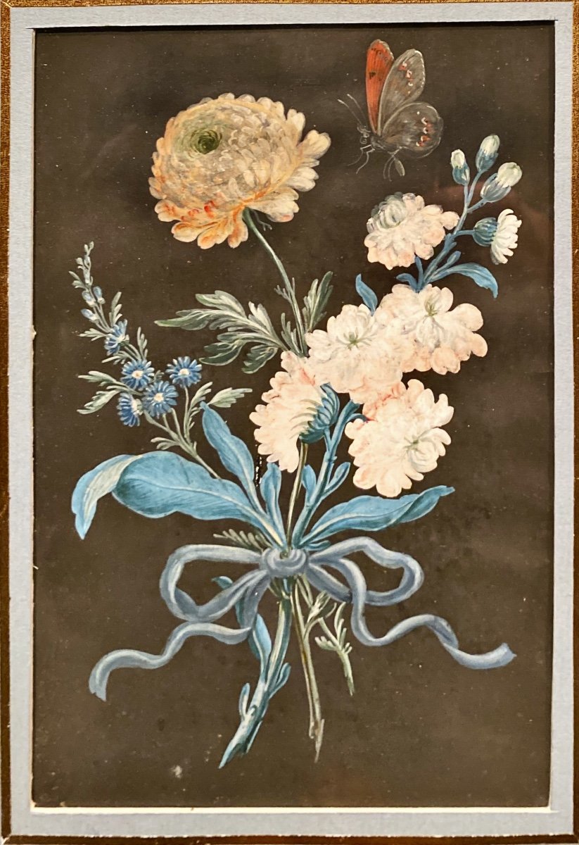 Petit Tableau, Gouache Du XVIII° Siècle-photo-4