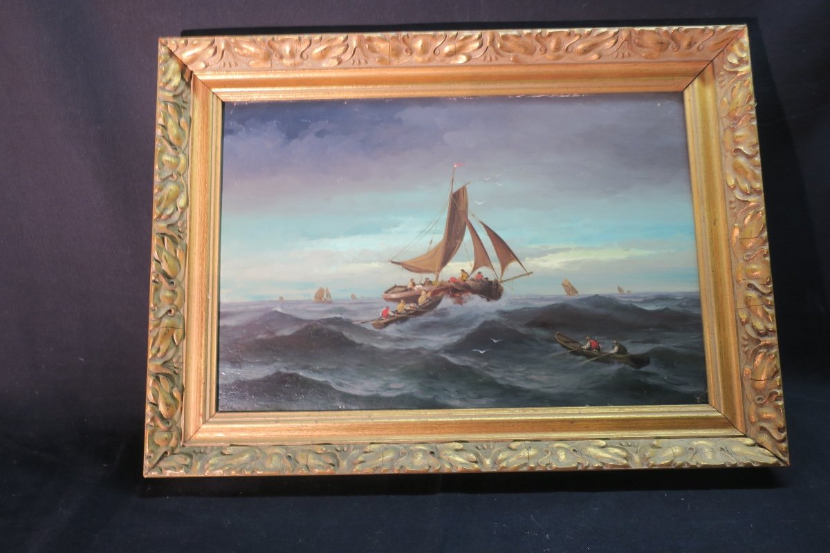 Painting, Marine Painting Signed J Guyot-photo-1