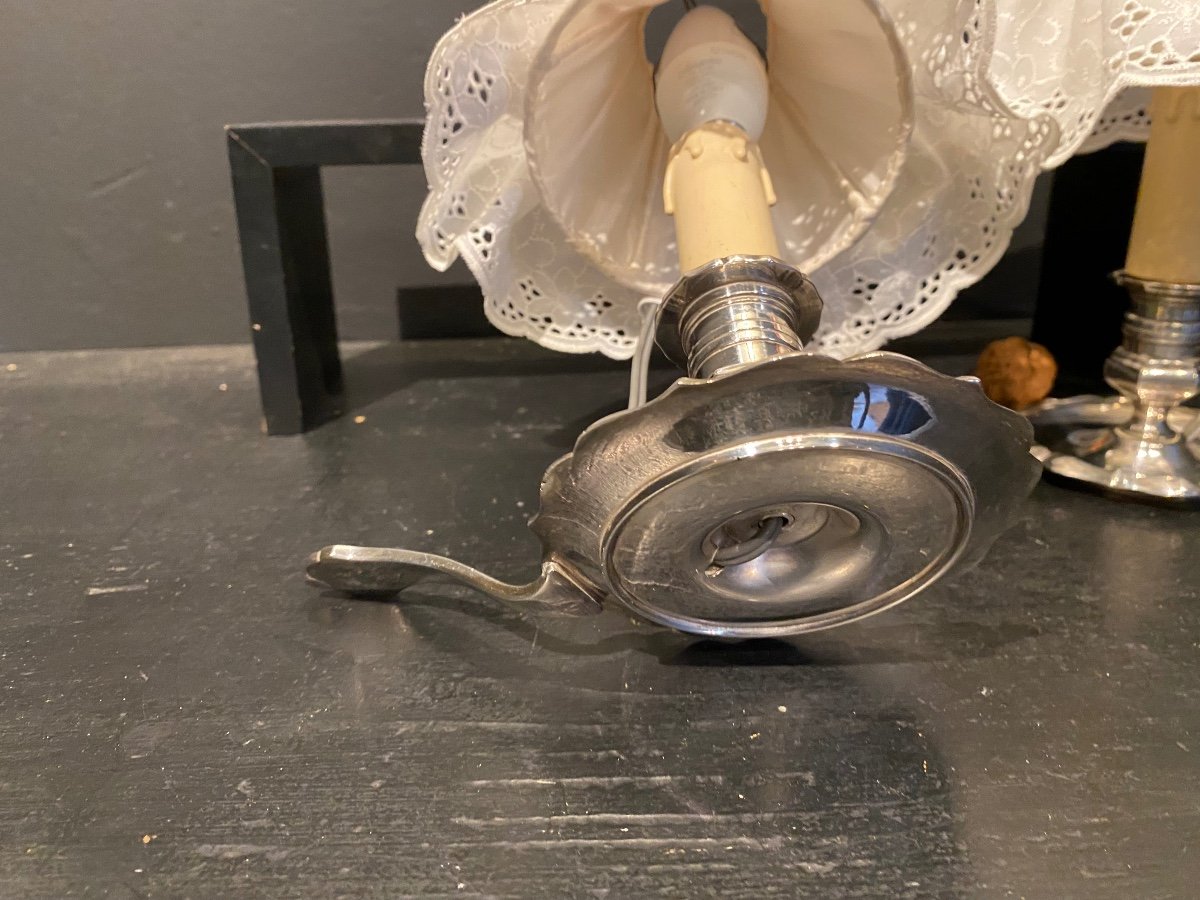 Paire De Bougeoirs à Main Montés En Lampe-photo-2