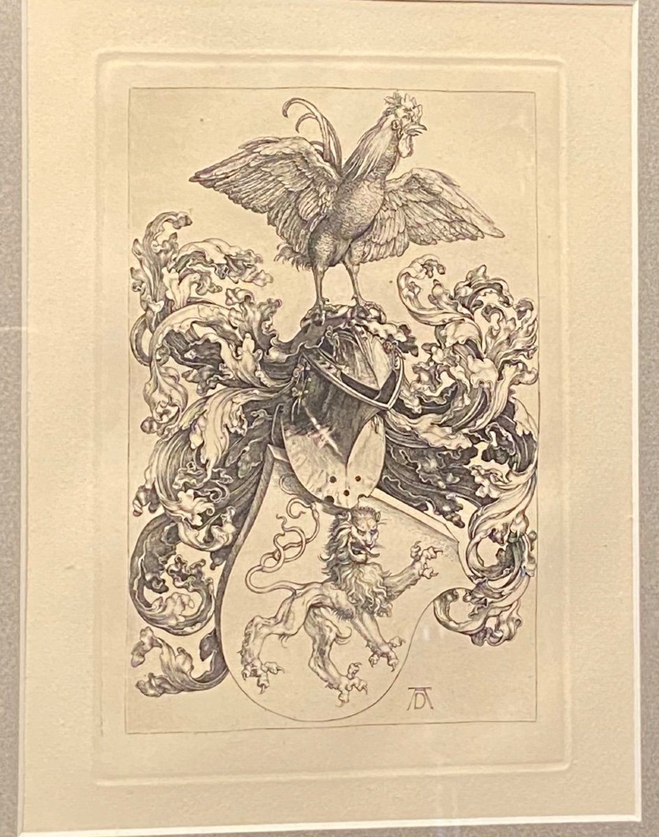 Gravure De Dürer, Les Armoiries Au Coq, XIX°-photo-2
