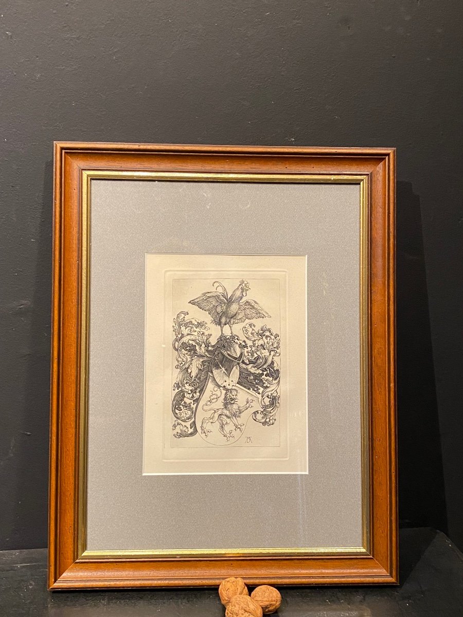 Gravure De Dürer, Les Armoiries Au Coq, XIX°-photo-4