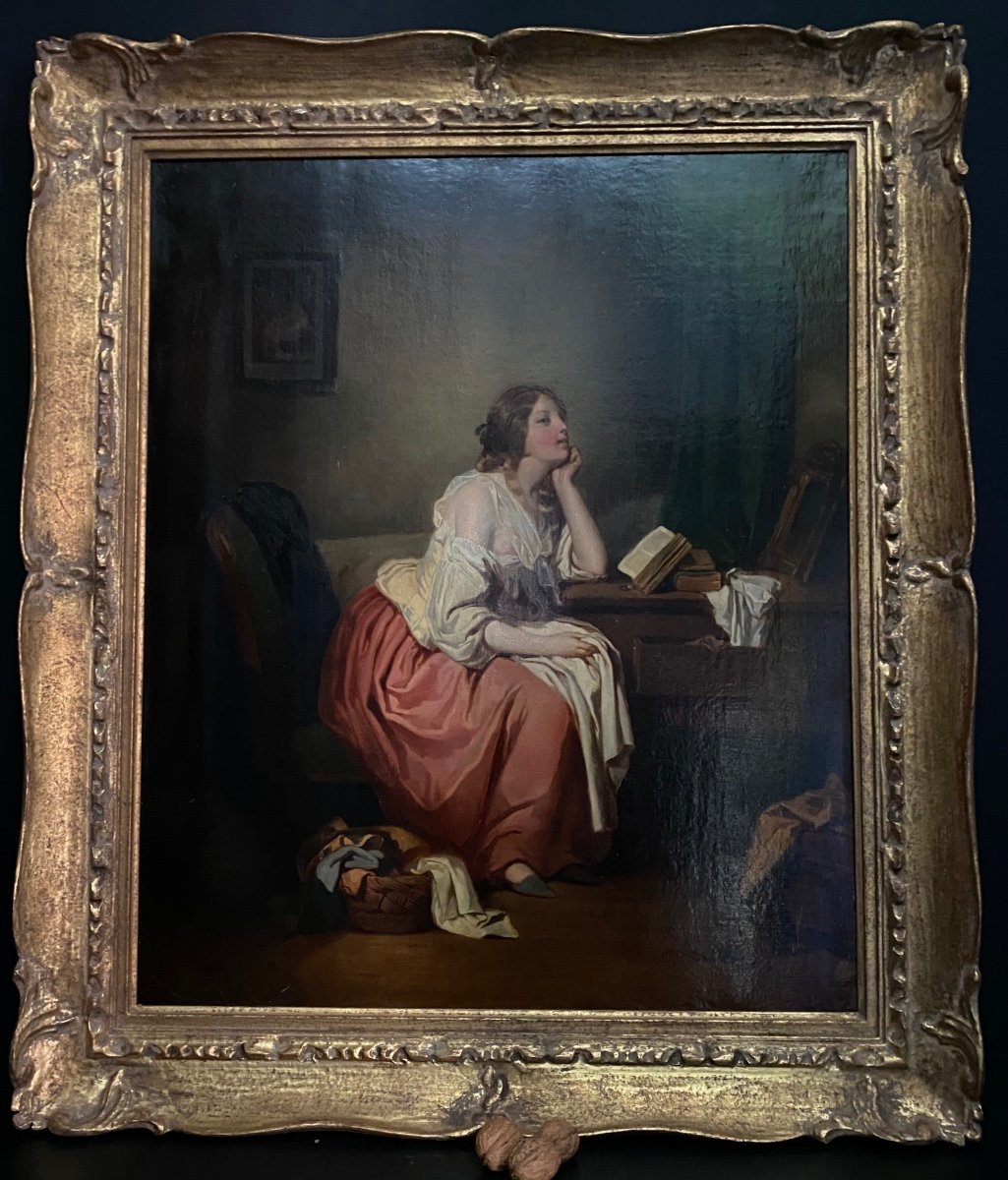 Painting, Painting "the Reader" Signed Baume