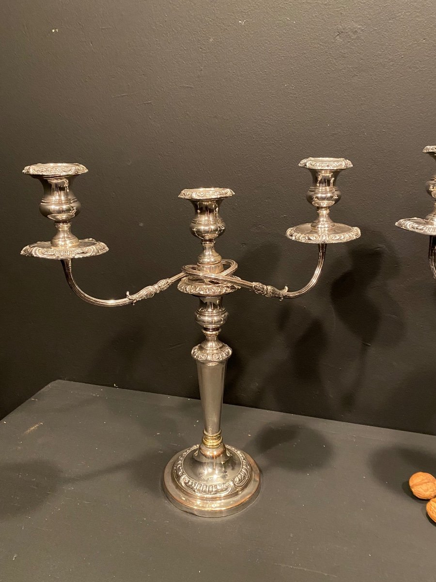 Pair Of Silver Metal Candelabra-photo-2