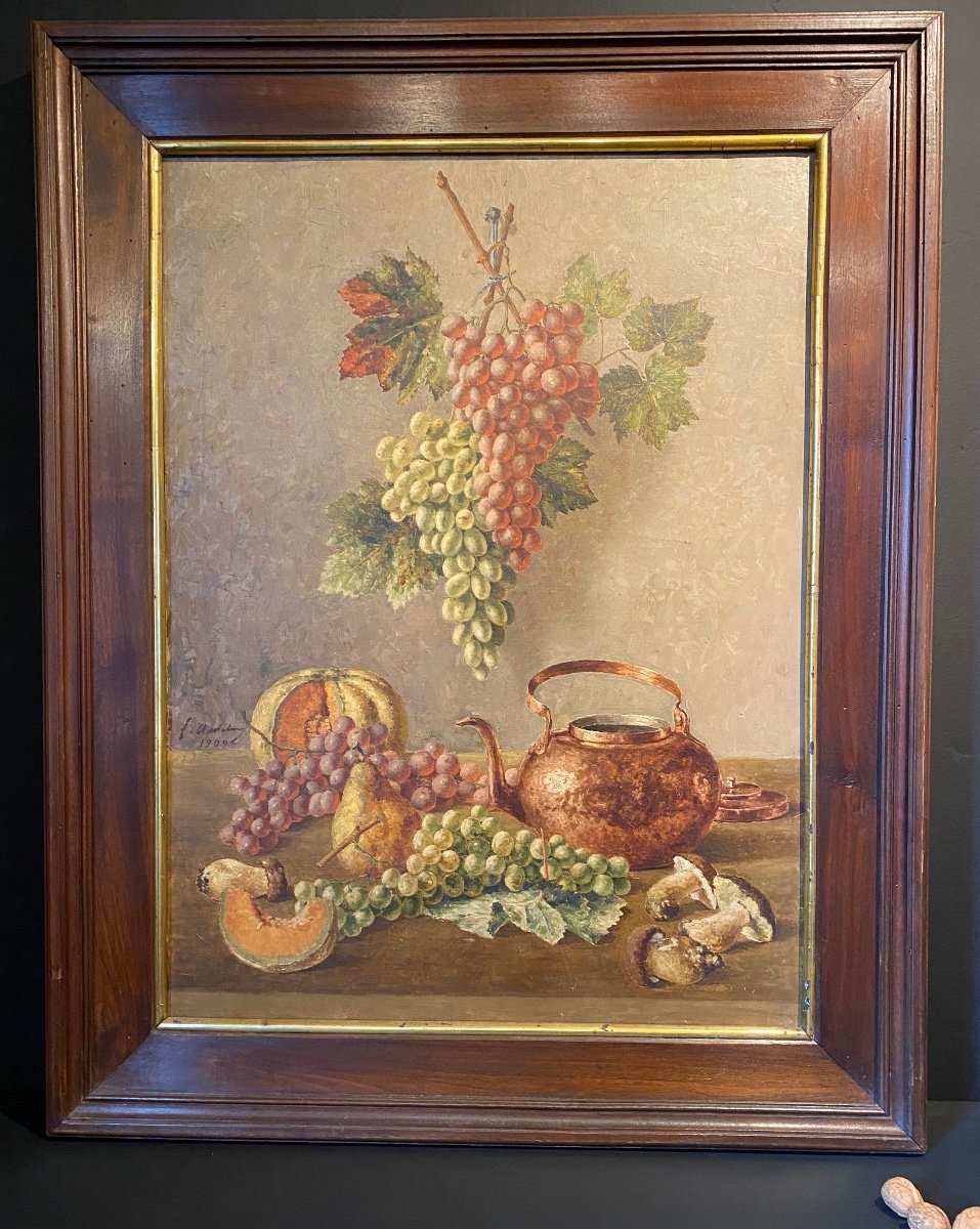 Painting, Still Life Painting With Grapes.