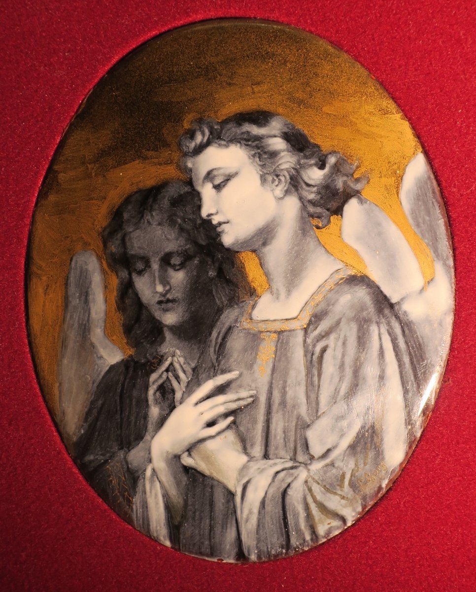 Peinture Sur Cuivre : Deux Anges-photo-2
