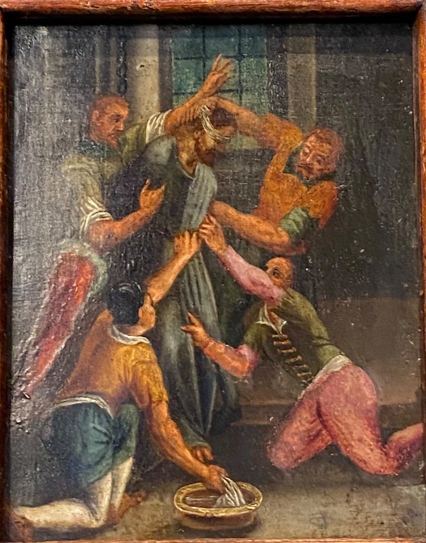 Painting "christ With Outrages", Painting On Copper From The 16th Century-photo-3