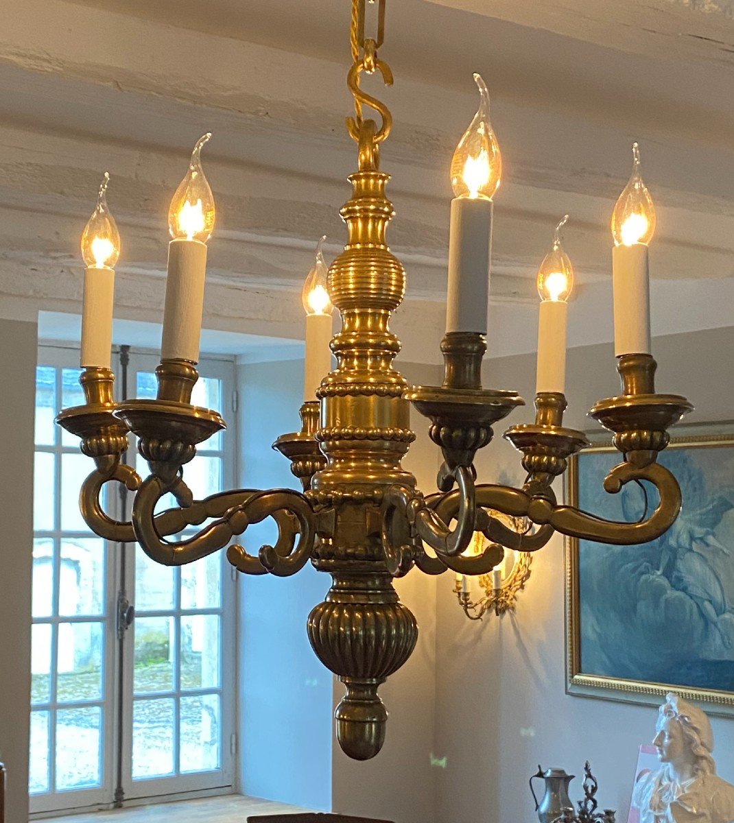 Bronze Chandelier With 6 Arms Of Light-photo-4