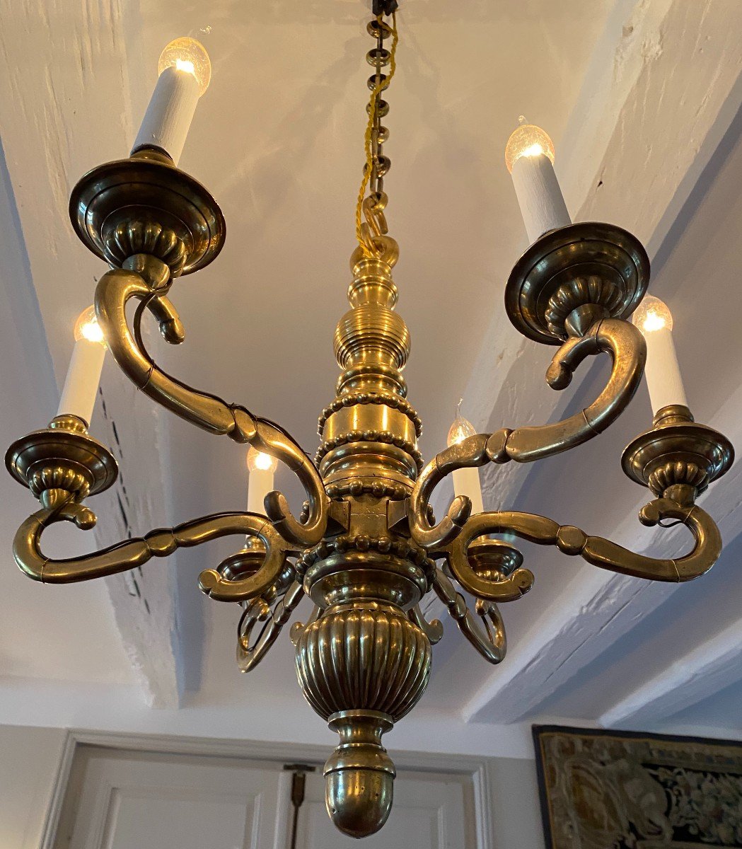 Bronze Chandelier With 6 Arms Of Light-photo-4