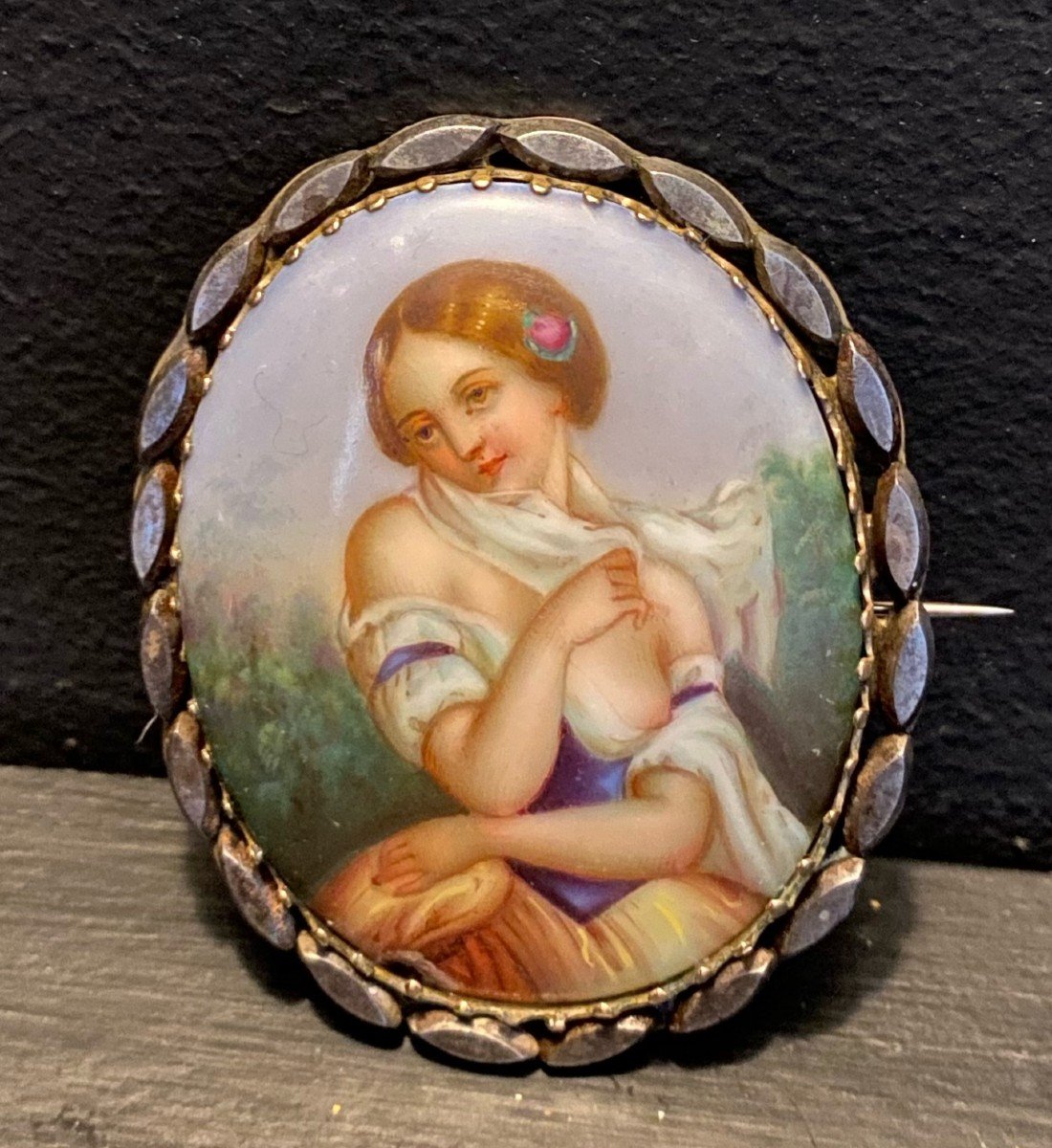 Broche Napoléon III En Porcelaine-photo-2