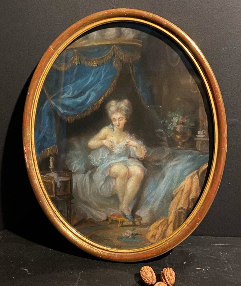 Painting, Young Girl In Pastel-photo-3