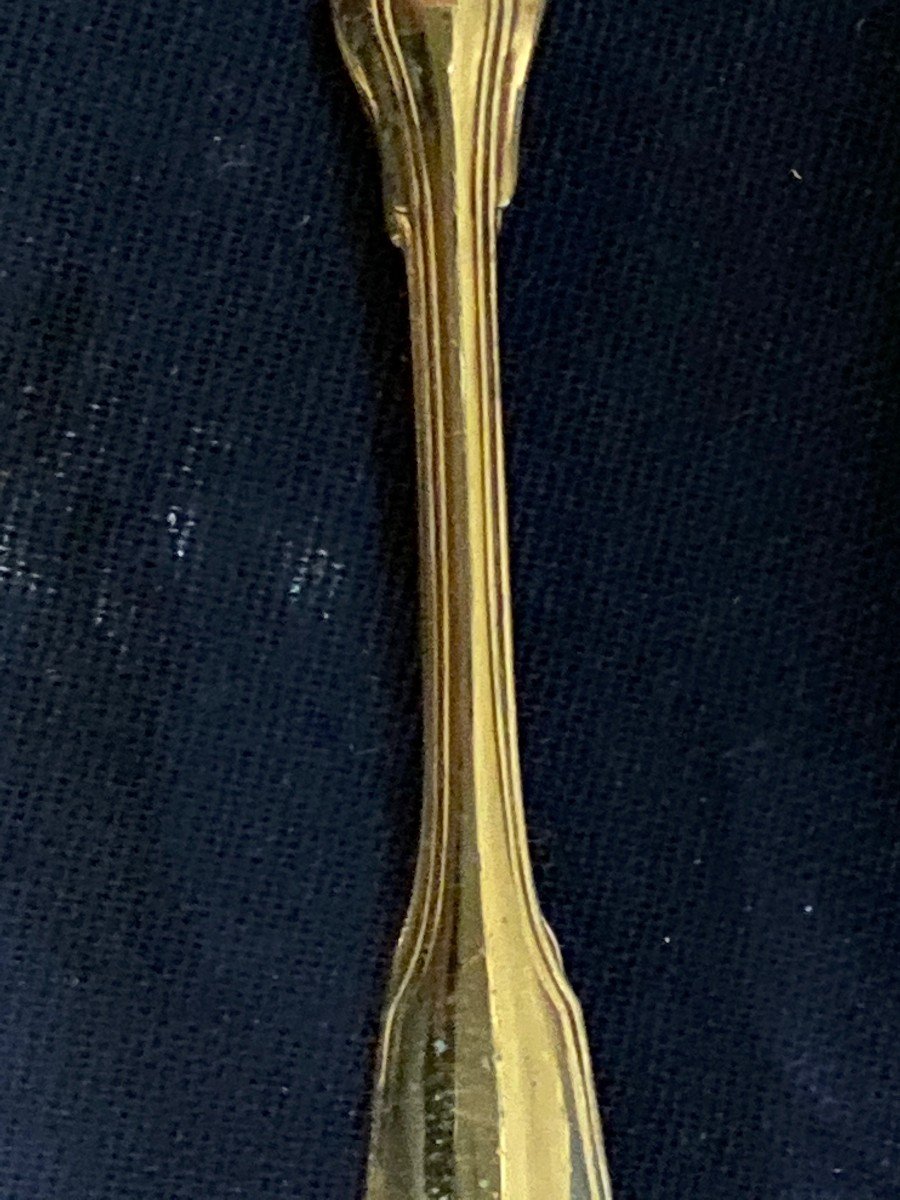 12 Small Vermeil Spoons And Their Sugar Tongs-photo-1