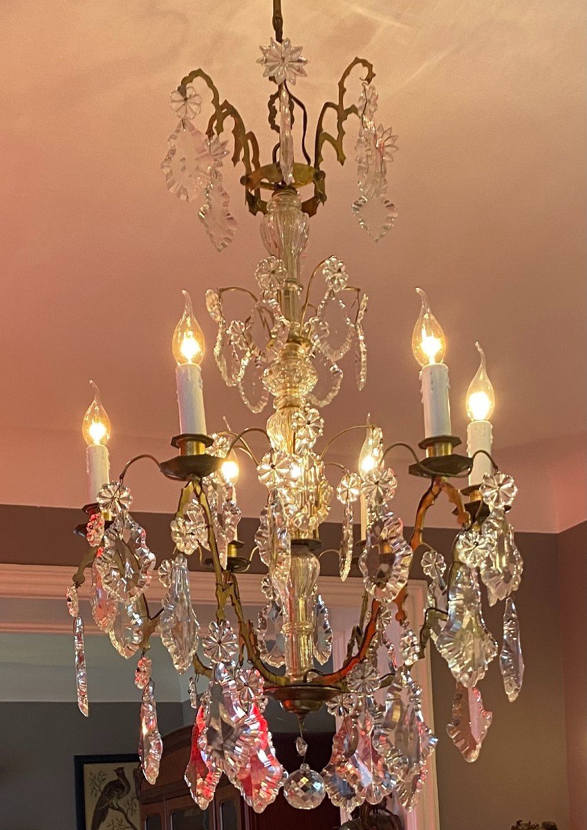 Bronze Chandelier With 6 Arms Of Light-photo-3