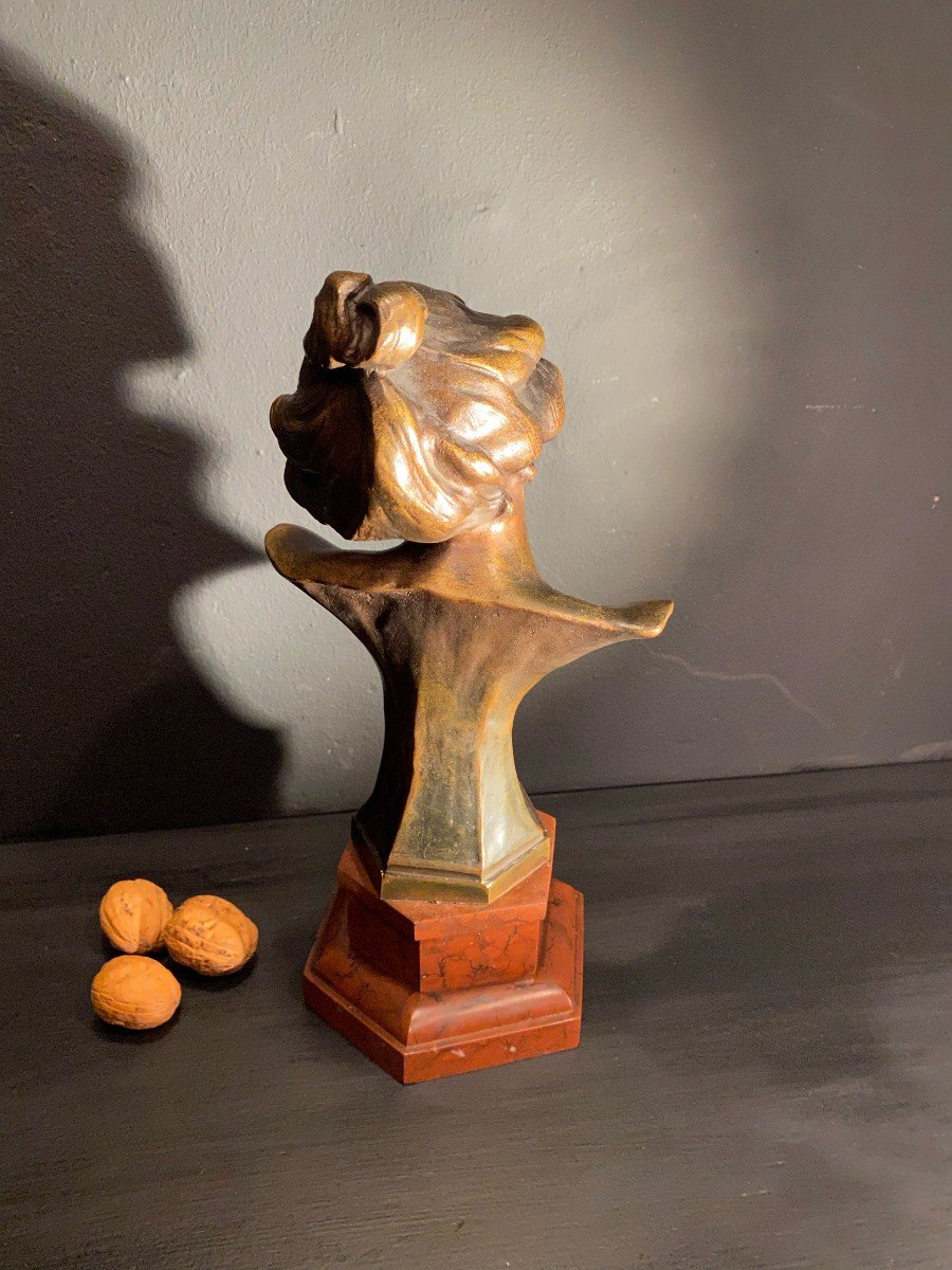 Buste De Femme En Bronze Art Nouveau-photo-3