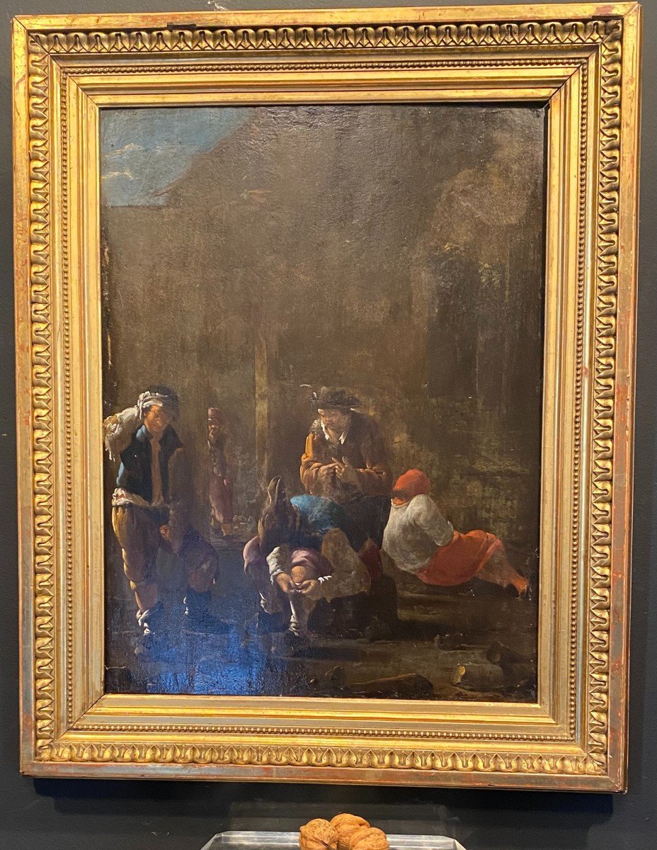 Painting, Oil On Wood XVII° Attributed To Jean Miels