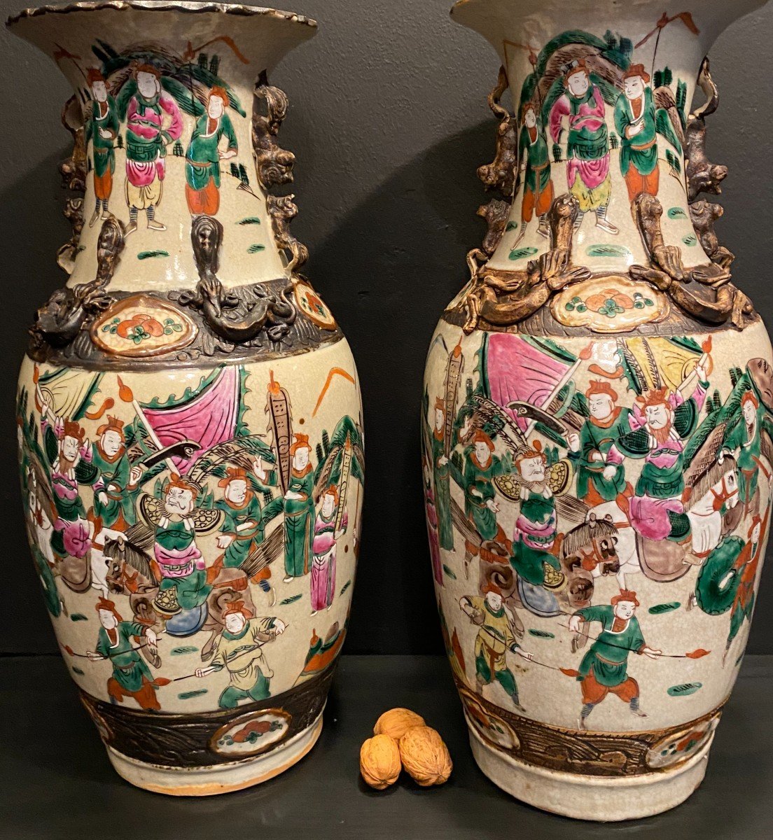 Pair Of Nanking Porcelain Vases-photo-3
