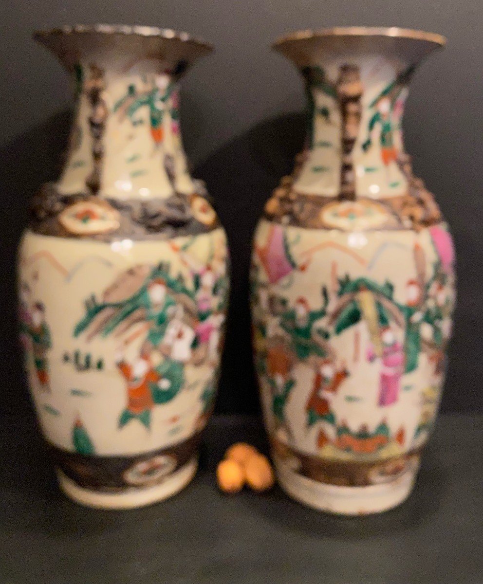 Pair Of Nanking Porcelain Vases-photo-4
