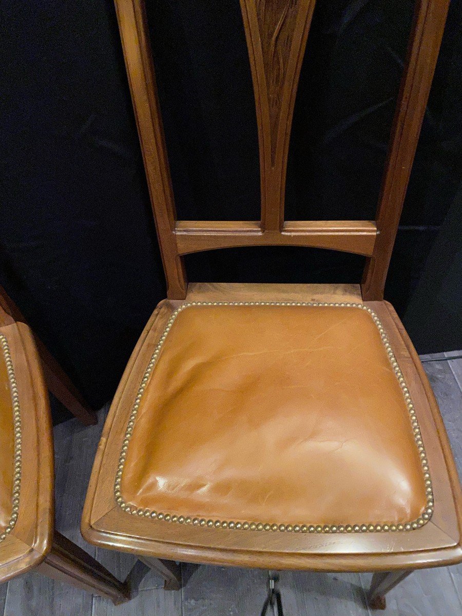 Art Nouveau, Pair Of Ecolze Chairs From Nancy-photo-3