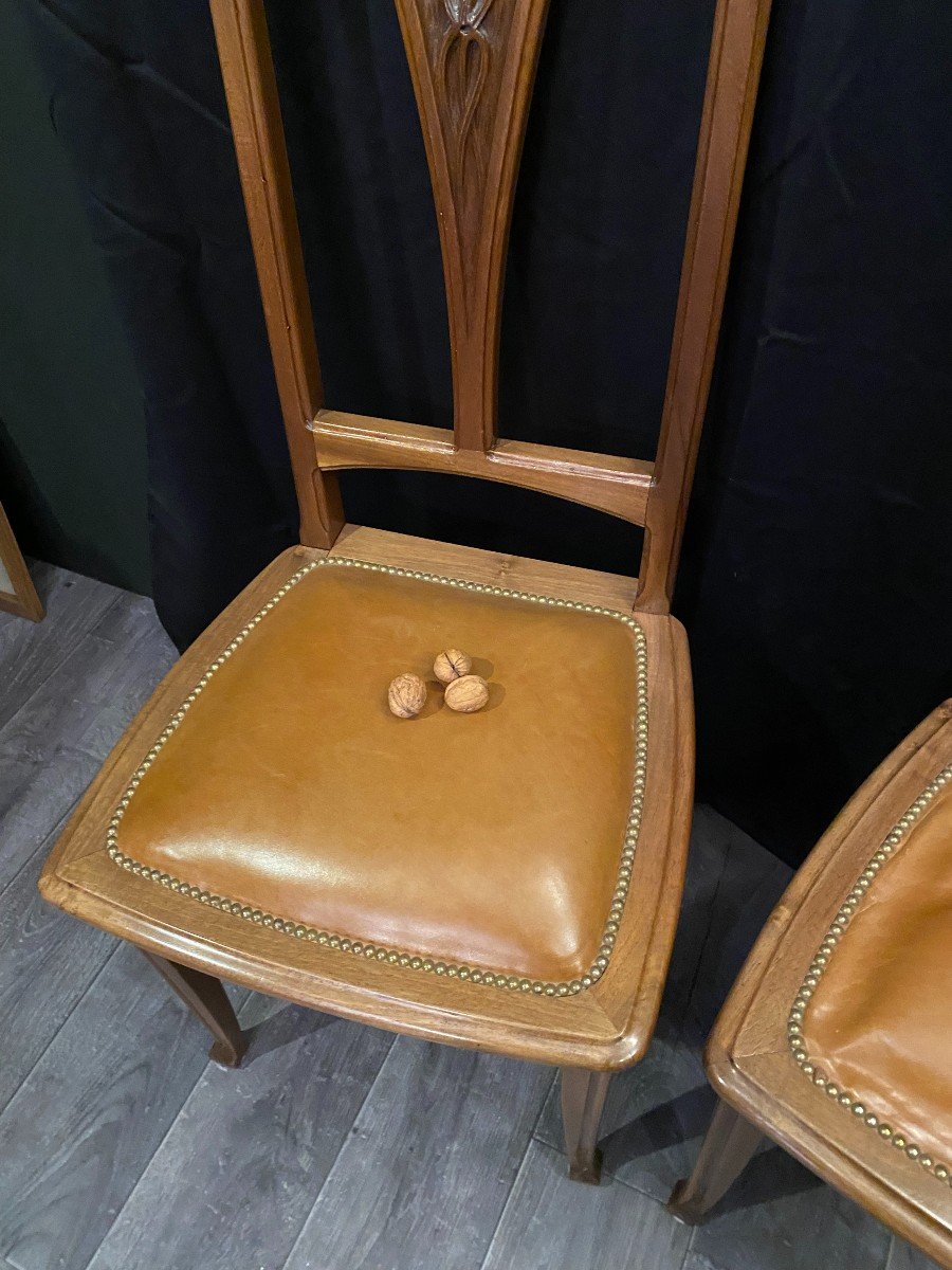 Art Nouveau, Pair Of Ecolze Chairs From Nancy-photo-4