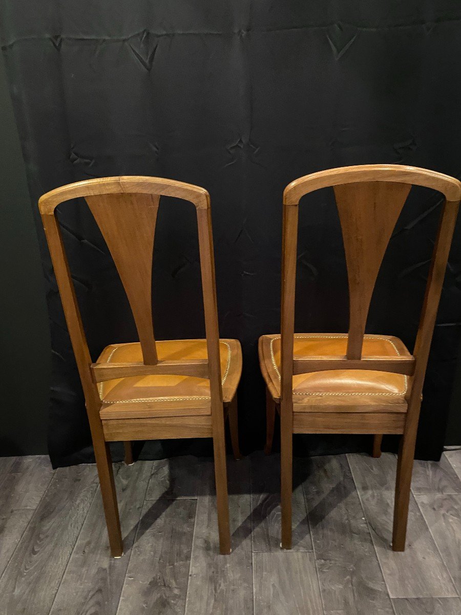Art Nouveau, Pair Of Ecolze Chairs From Nancy-photo-2