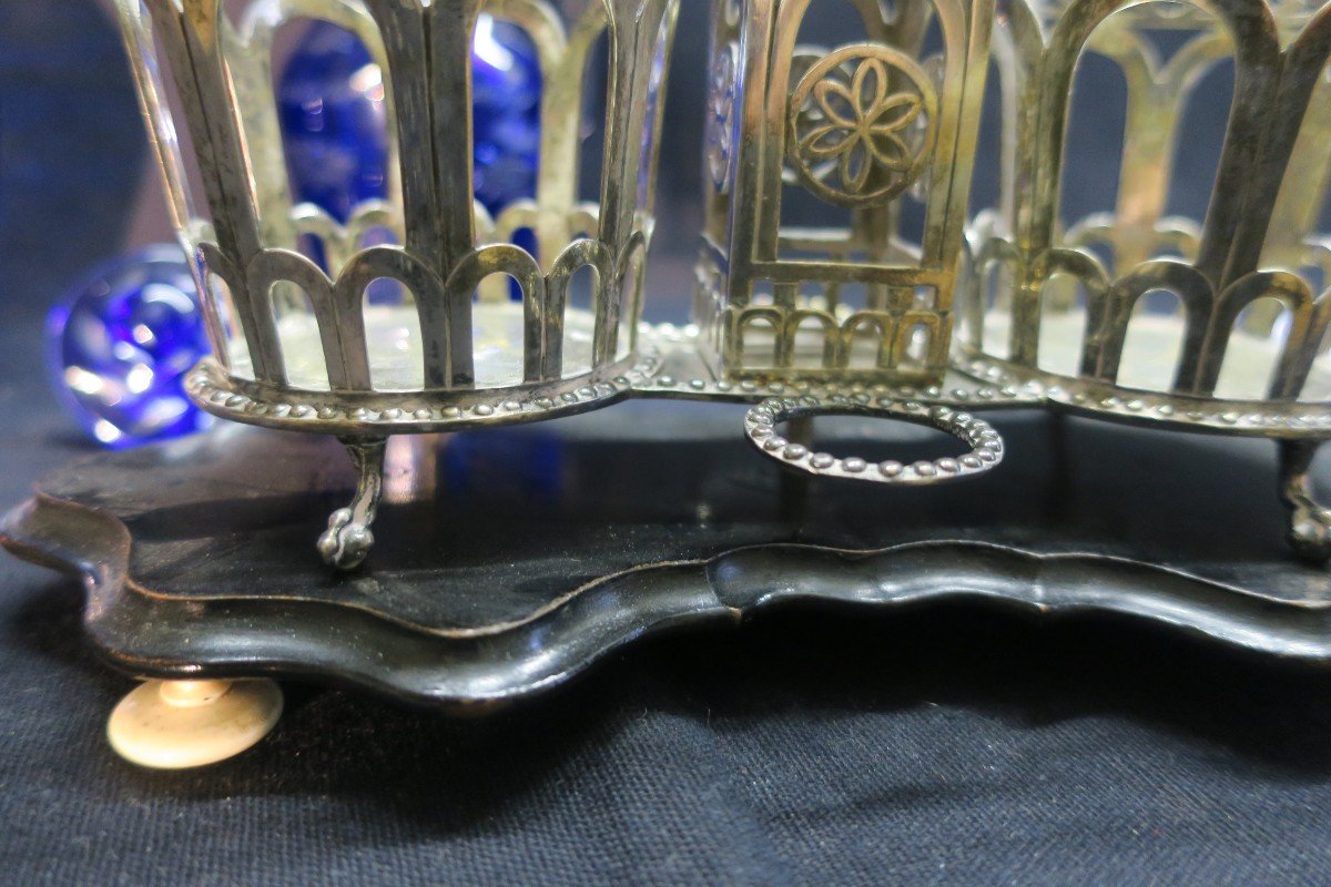 Vinegar Cruet In Colored Crystal And Sterling Silver-photo-3