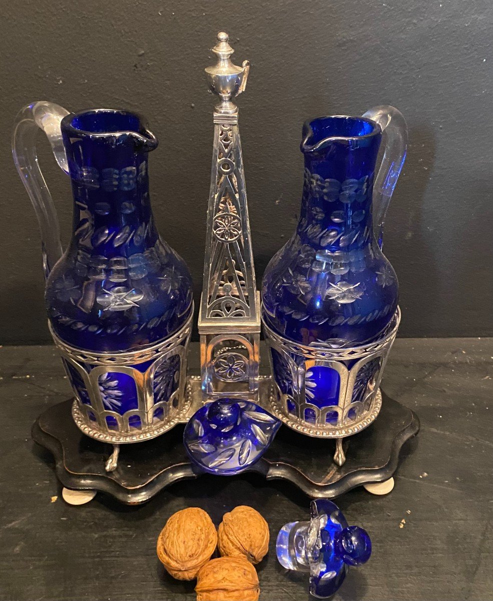 Vinegar Cruet In Colored Crystal And Sterling Silver-photo-6
